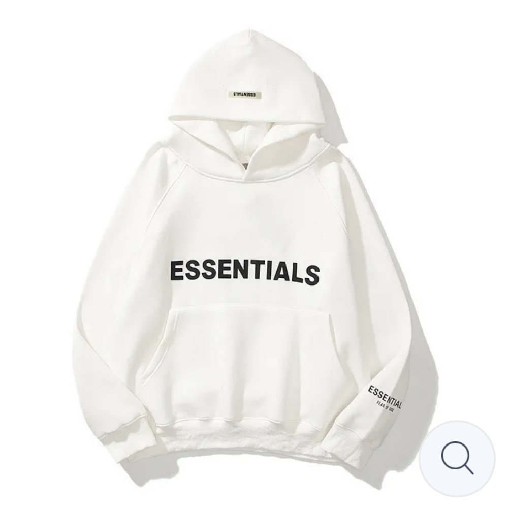 white essential hoodie